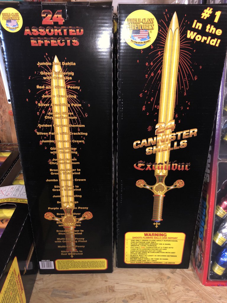 sparkyfirework's tweet photo. We have the Workd Class #Excalibur in stock! Come by to purchase the #1 artillery shell in the world! Only $79.99! https://t.co/3mX57RZ6cb