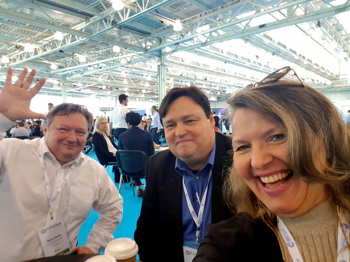 Angelina_Lazar's tweet photo. With Juan of EuroYen, an old time associate mine &amp; Barry, CEO of ICO Radio at the amazing Blockchain Summit today in London! https://t.co/pPEQsyHQyy