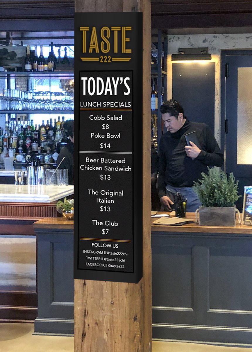 ExploreKeyser's tweet photo. From concept ➡️ to reality! Check out our newly installed Stretch Promo Boards at @taste222chi ! 

#ExploreKeyser #TechnologySoultions #DigitalSignage  #InnovationAdvancements https://t.co/lsyo03M2dk