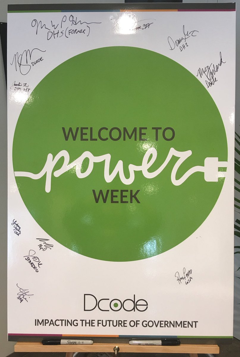 dcodethegov's tweet photo. Our #DcodeAIBigData Power Week is just gearing up, and the first signatures are on the poster! All week, our cohort will engage in roundtables with mentors across the federal gov't and learn how emerging tech can solve agency problems 💪 https://t.co/tEpAJaDBPt