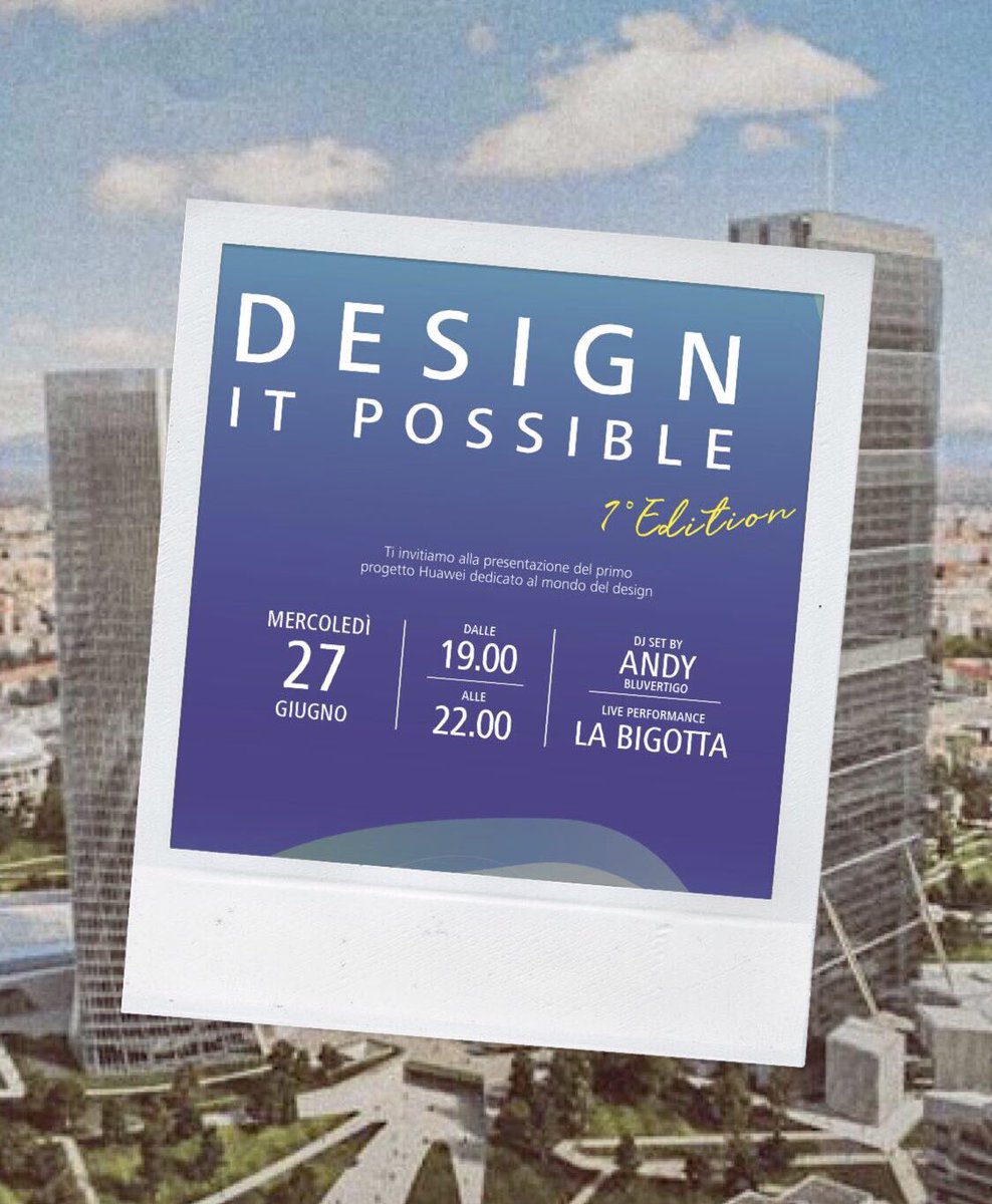 PeterPan_Collar's tweet photo. Creatività, tecnologia e design sono gli ingredienti di un progetto pensato da @huaweimobileit per mettervi alla prova. Per scoprire i dettagli vi invito a divertirci all'evento di domani a Milano! Ad intrattenerci  Andy Bluevertigo e La Bigotta
#designitpossible #makeitpossible https://t.co/rKNFK35ISa