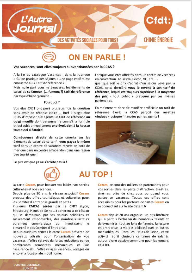 CFDTENEDIS's tweet photo. le 1er numéro de juin du journal #CFDT des activités et protection sociales : « L’Autre Journal des activités sociales pour tous » #CMCAS #CCAS #IEG #EDF #ENEDIS #ENGIE #GRDF #GRTGAZ #RTE #Cmonpass https://t.co/Qxy7PBvHHW