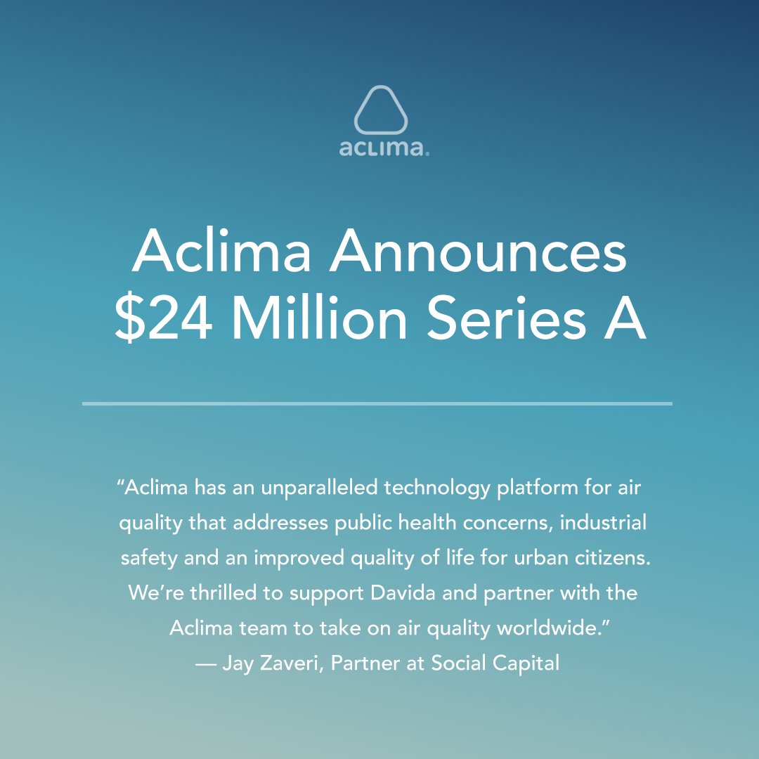 aclima's tweet photo. We're excited to announce $24M in Series A funding to scale our fleet-based mapping of hyperlocal air pollution and emissions in cities. For more details, check out our release. https://t.co/dl3AmCfvnv https://t.co/pl4bw5TGhz