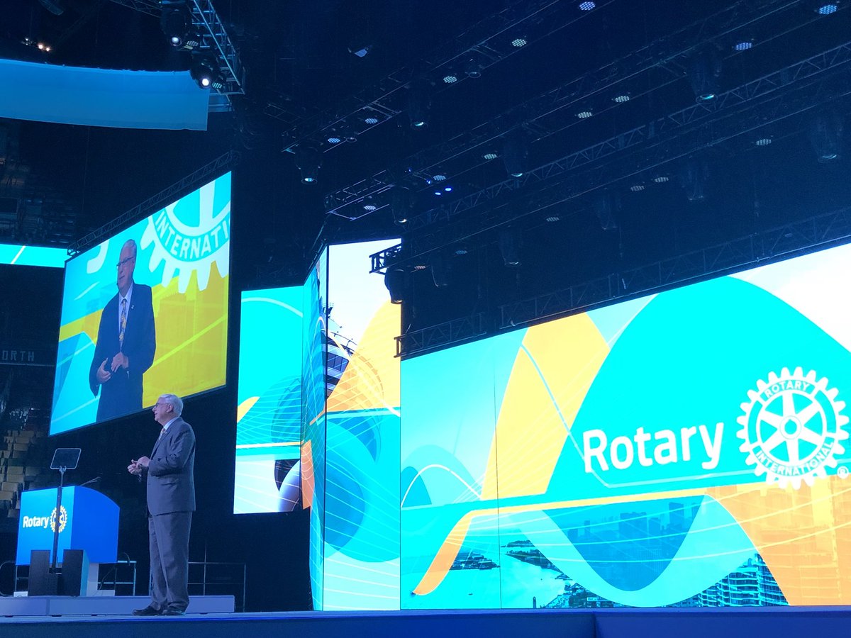 Rotary's tweet photo. “Through virtual reality, we can take you along on a #Rotary journey.” - President Ian Riseley #rotary18 https://t.co/jbejE6bfOg