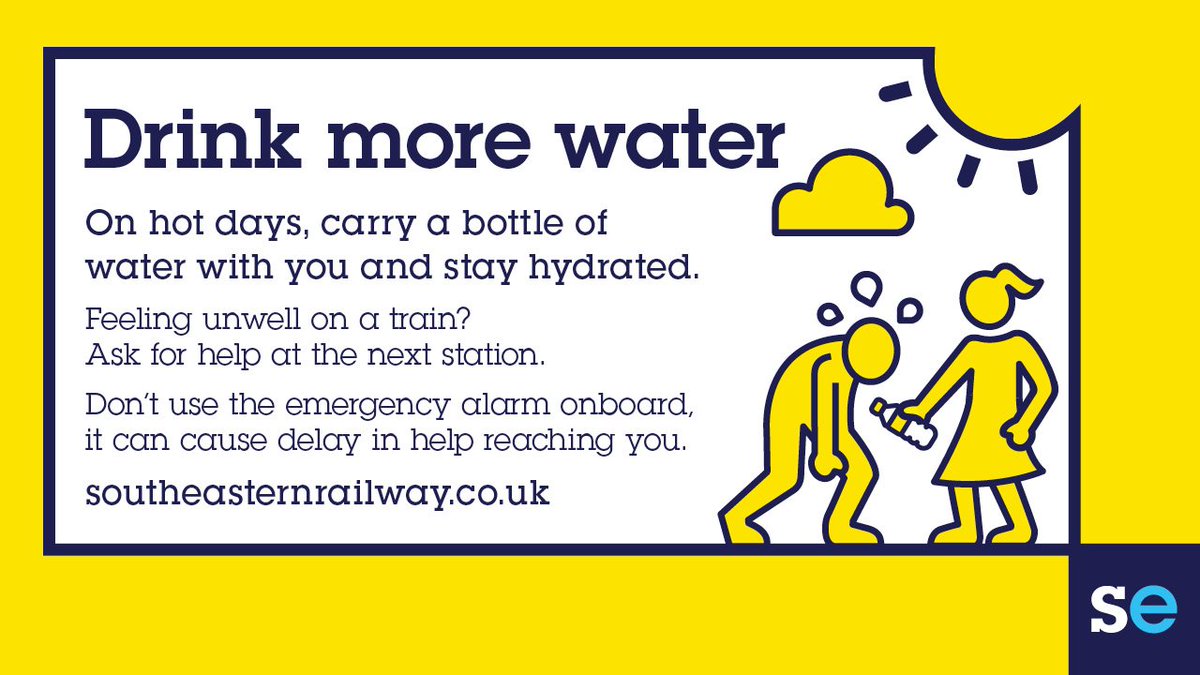 Se_Railway's tweet photo. ☀️ Please remember to stay hydrated in the hot weather today by carrying a bottle of water with you. https://t.co/eBD4KfPRuv