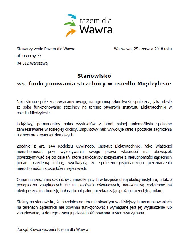 Strzelnica na terenie otwartym nie powinna funkcjonować w środku osiedla mieszkaniowego (#Międzylesie w #Wawer) i wymagane jest jej wygłuszenie lub zabudowanie, a do tego czasu działalność strzelnicy powinna zostać wstrzymana. Zbyt mocno uprzykrza ona życie mieszkańcom.