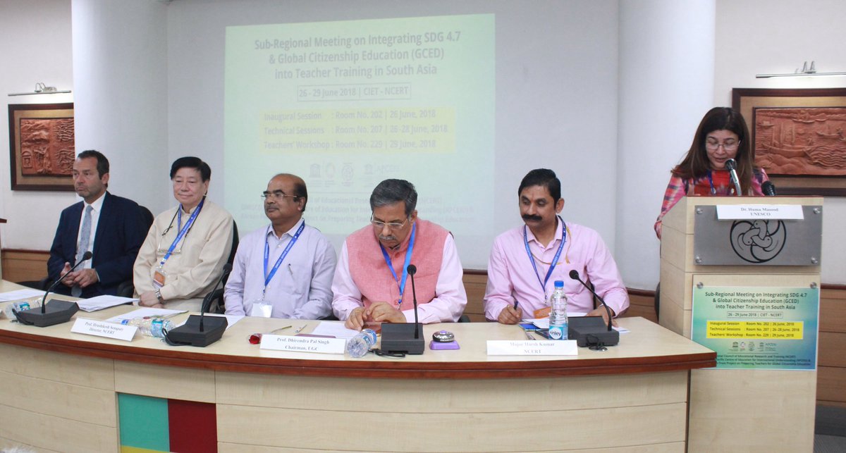 ncert's tweet photo. #Glimpses of the Sub-Regional Meeting on Integrating #SDG 4.7 and #Global #Citizenship #Education (#GCED) into #TeacherTraining  in #SouthAsia organised from 26-28 June 2018 by #NCERT, @UNESCO and @APCEIU at @ciet_ncert, #NewDelhi https://t.co/7bKlc1xvR4