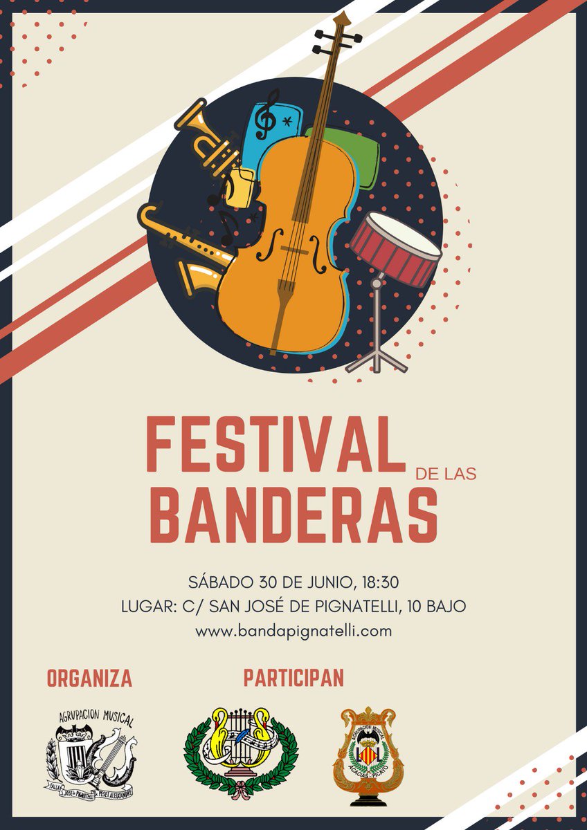 BandaPignatelli's tweet photo. Próximo concierto! Despedimos el curso con el festival de las banderas junto a A.M. Gayano y A.M. Acacias Picayo. https://t.co/lRJfLHRvZo