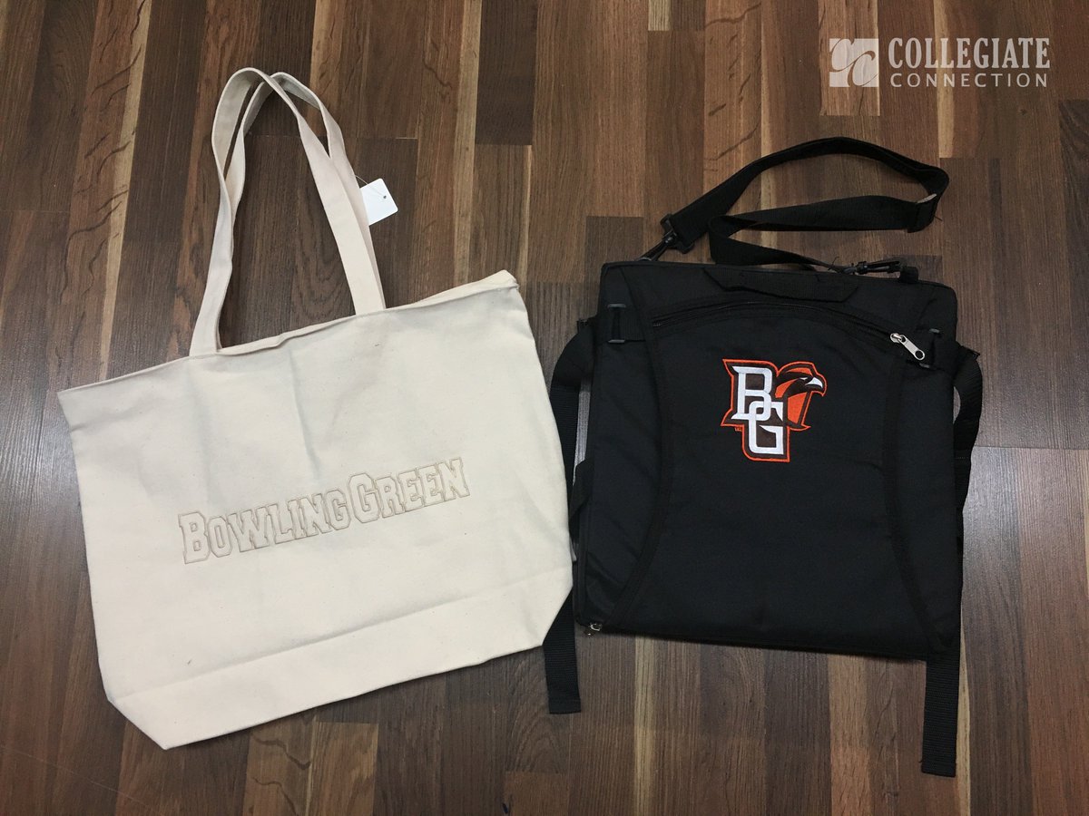 CollConnBG's tweet photo. Today we're featuring... totes tuesday👜 From BG to sorority to custom embroidery and stitching, we've got it all!!
Pictured below: handbags, laptop case, insulated cooler https://t.co/ibiUQL0i5b