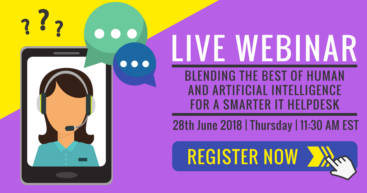 Acuvate's tweet photo. According to Gartner, by 2019, IT service desks utilising machine-learning-enhanced technologies will free up to 30% of support capacity. Join our upcoming webinar to learn more: https://t.co/F8SoxwrS6U
#Chatbots #AI https://t.co/BUwhKkiMf0