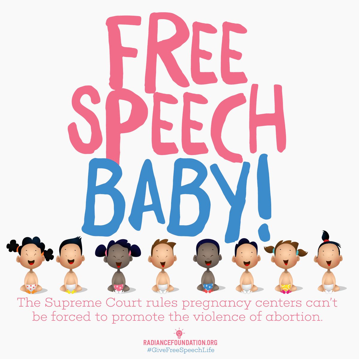 #FreeSpeech baby! The Supreme Court rules that pregnancy care centers (which provide free services for mothers and their children) can't be forced by the state of California to promote the violence of abortion. #LifeWins #GiveFreeSpeechLife #ProLife #ProWoman