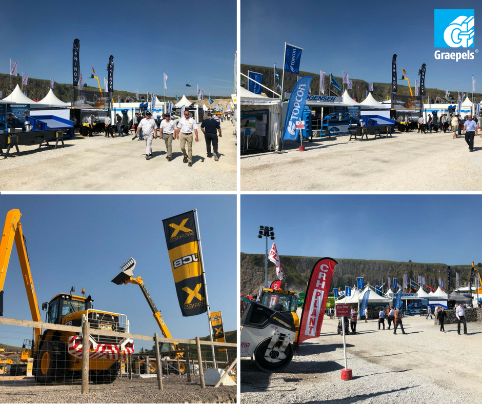 Graepels's tweet photo. We got to take a break from Graepels stand PC18 to walk around and check out our fellow exhibitors at @hillheadshow and of course those blue skies😍 fantastic exhibits from @rhinox @TopconGB_IRE @JCBmachines and CRH Plant to name a few👌#Hillhead18 #Graepels #StandPC18 https://t.co/rmyRl9y0hN