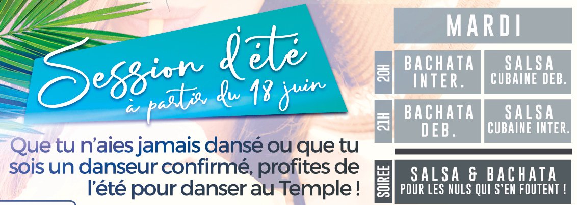 lestudiolatino's tweet photo. Ce SOIR c'est les MARDIS du Temple "SALSA &amp; BACHATA pour les nuls" ! 
Cours de salsa et bachata avec Choco &amp; Ned Neddy ! Petit Filet de poulet à la cubaine en plat du jour et toute la nouvelle carte d'été ! C'est au Temple ce soir ! 
.
#letempledeladanse https://t.co/QGOtyxQ5CY