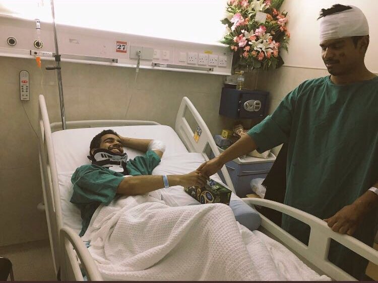 ولا شيء اصعب من البعد عنكم
كأن خُطايَ تشدُ وثاقي
صداكم غلاكم .. يداكم دعاكم
قريبين مني و هم من رفاقي ❤️
.
الحمدلله على السلامة #عبدالمحسن_الحسينان 
#عبدالرحمن_الحسينان 
#عبدالله_اليعقوب