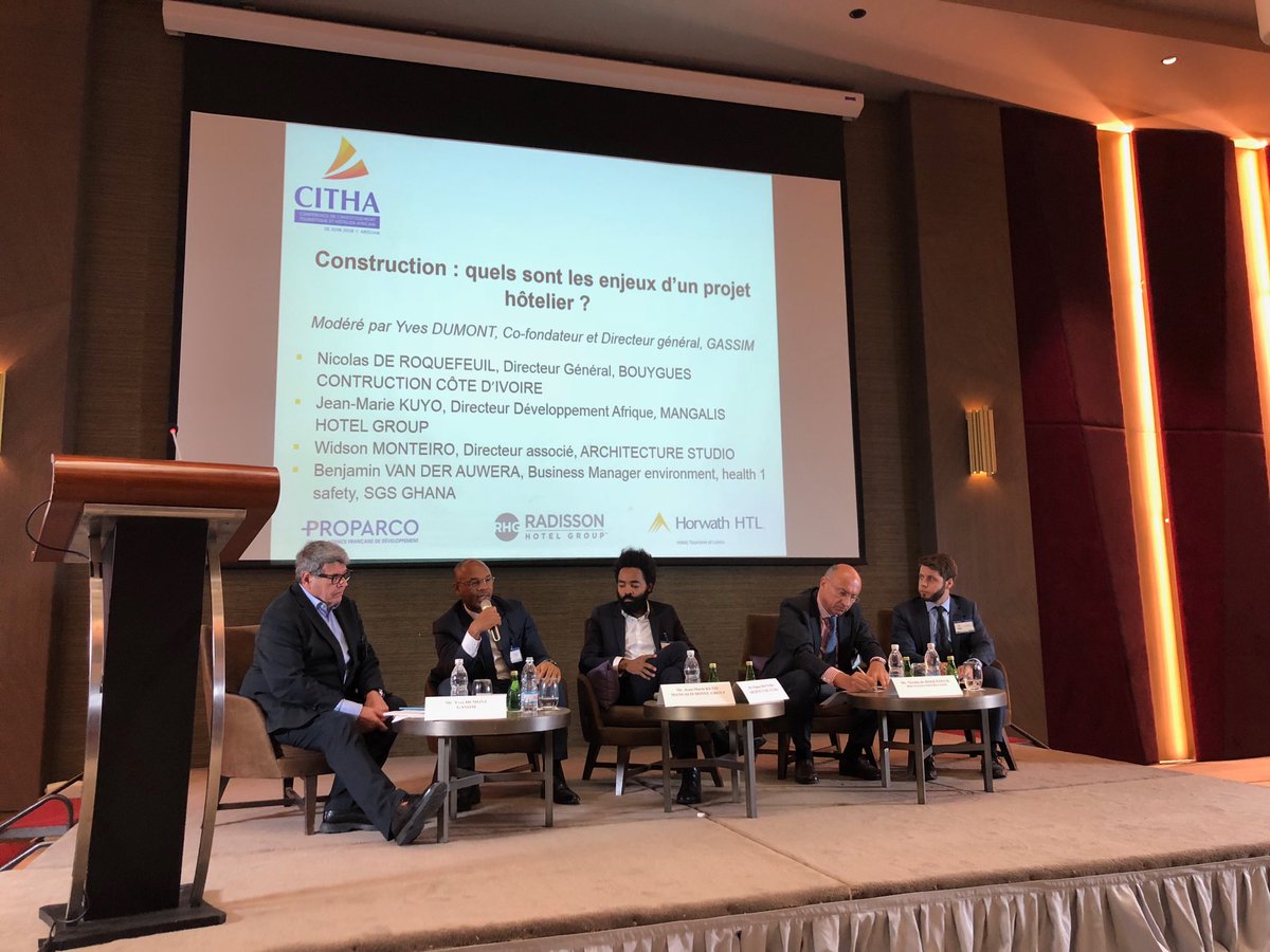 Panel construction animé par Yves Dumont, Gassim #CITHA2018 ⁦@MangalisMG⁩ ⁦<a href="/Bouygues_C/">Bouygues Construction</a>⁩ ⁦<a href="/ASArchiStudio/">Architecturestudio</a>⁩ ⁦<a href="/HorwathHTLcorp/">Horwath HTL</a>⁩ ⁦@HorwathHTL_Fr⁩ ⁦<a href="/Proparco/">Proparco</a>⁩