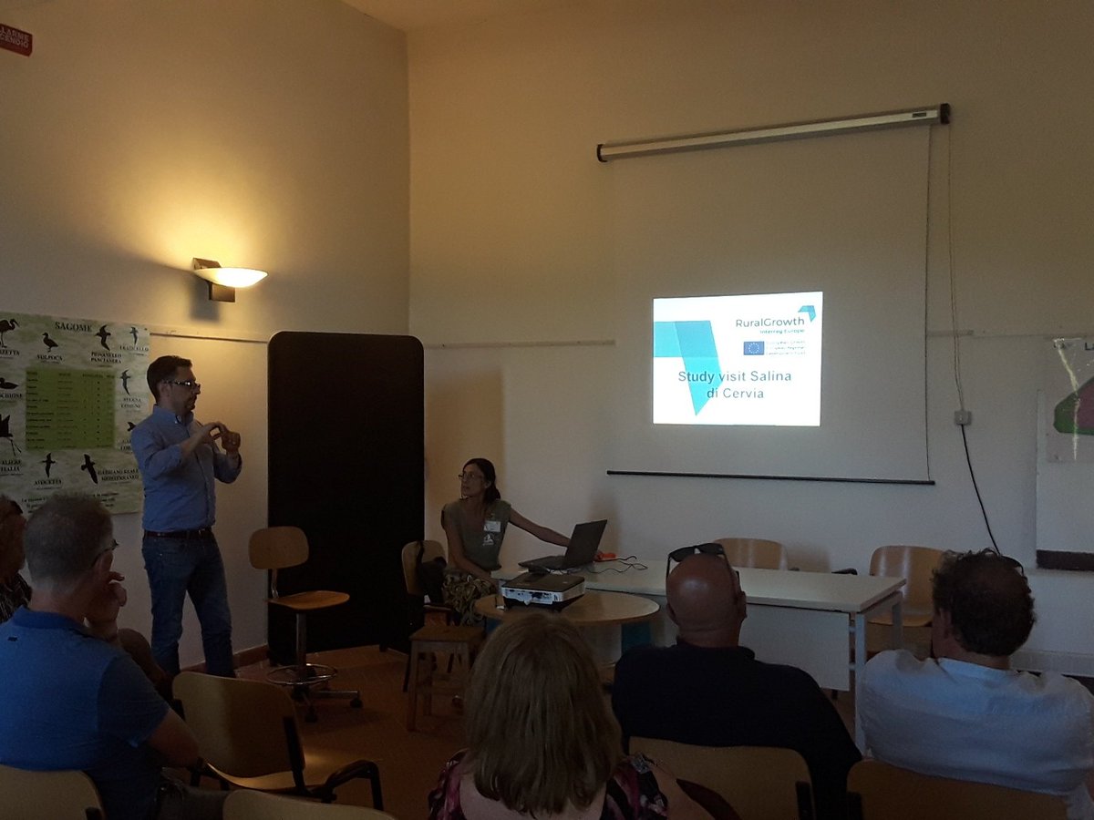 RuralGrowthIE's tweet photo. #Interreg project #RuralGrowth site visit Salina di Cervia visitor centre run by a #cooperative. #Cervia https://t.co/ooOo5dBbwC