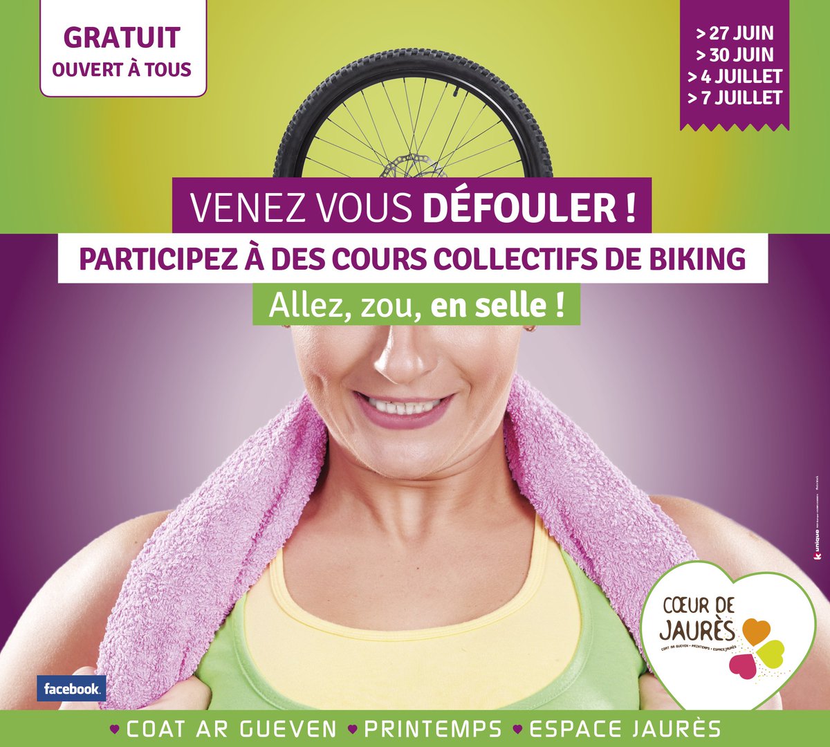coeurdejaures's tweet photo. #BREST Du 27 juin au 7 juillet, @coeurdejaures vous met au Cœur du #TourdeFrance ! 🚲🚲
> GAGNEZ VOTRE PLACE VIP à #QUIMPER
> VENEZ ASSISTER A DES COURS GRATUIT DE BIKING !

Toutes les infos : https://t.co/9Wm0Z96qQN https://t.co/D7sGzFzxWn