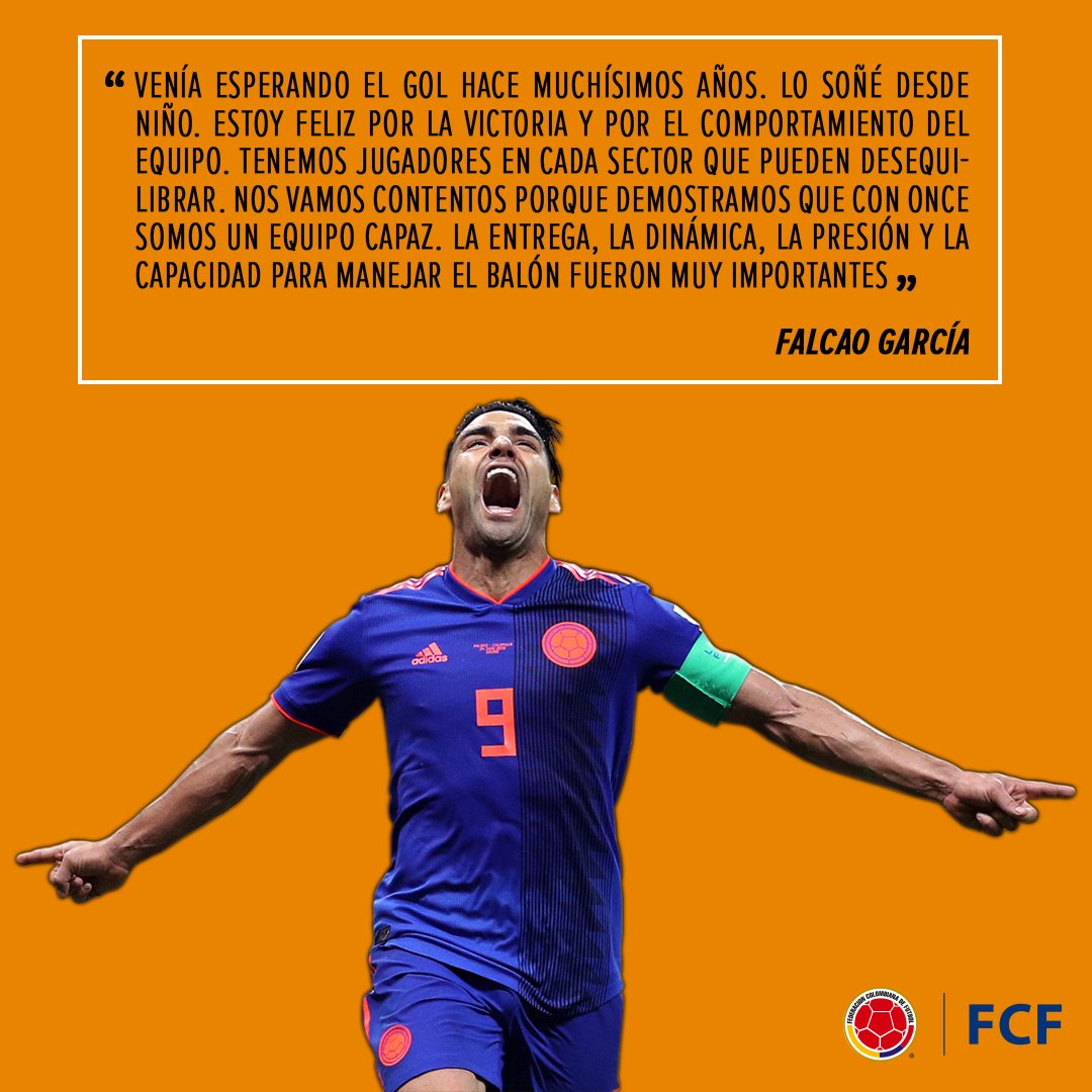 FCFSeleccionCol's tweet photo. #VozFCF🗨️ El partido contra Polonia dejó más reacciones. Esta vez, de @FALCAO. 

#MiCorazónTricolor #Rusia2018 https://t.co/GUzrKIULCD