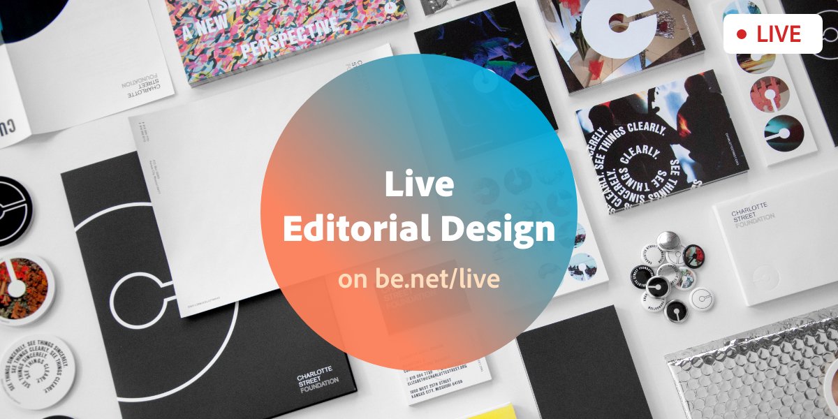AdobeES's tweet photo. Únete en directo hoy a las 18hrs vía @Behance para aprender los básicos en #EditorialDesign con #InDesignCC ¡Conéctate! https://t.co/rW8dBB2x2P https://t.co/aUrOIa3FOQ