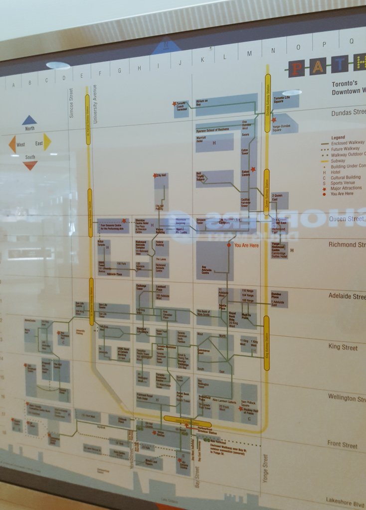 mattyplaid's tweet photo. I love what the Toronto PATH has done with their wayfinding signs.
Compare the old signs (left) to the new ones - much easier to navigate, landmarks easier to find, walking times clearly labelled. Great job! #PATH360 https://t.co/HFexSSzriM