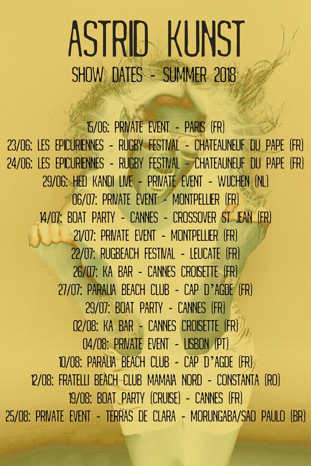 ArtistCapitol's tweet image. Onze MC/vocalist #AstridKunst staat komende #zomer weer op veel verschillende plekken te shinen! Zet de data maar alvast in je #agenda! 

Te ver weg of al plannen? Niet getreurd! Astrid is op vrijdag 20 juli 2018 ook te zien tijdens de @vierdaagsefeest Nijmegen.