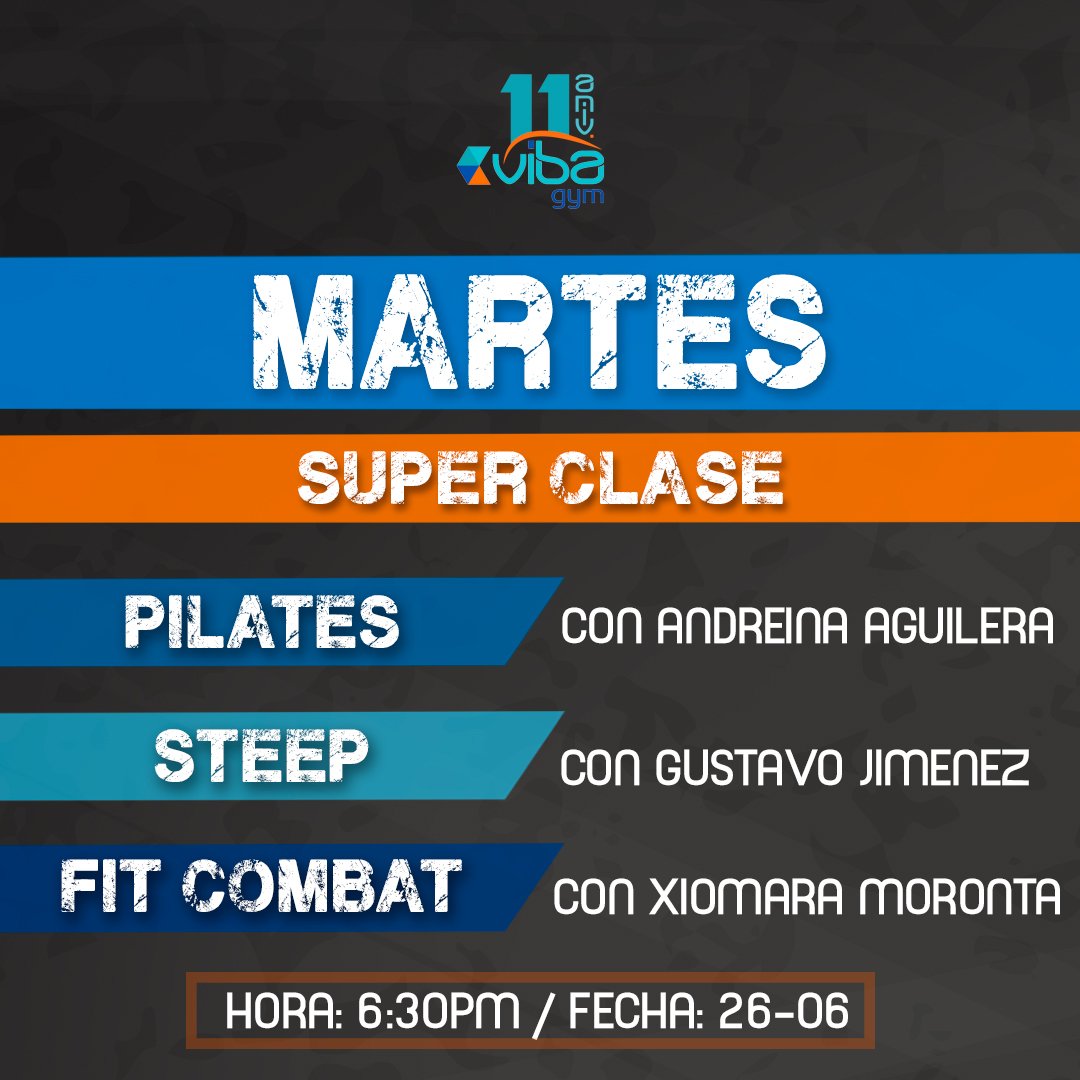¡ATENCIÓN! Para los amantes de nuestras #Clases volvemos con nuestras #SuperClases, esta vez tenemos #Pilates #Steep y #FitCombat ¿Asistirás? #VibaGym #Maracaibo