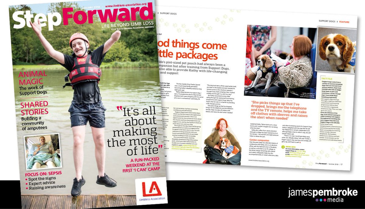 JPMediaLtd's tweet image. It&apos;s a week of beautiful new magazines! Step Forward from @limblessassoc is out now, with a special feature all about support dogs! #supportdogs @supportdogsuk