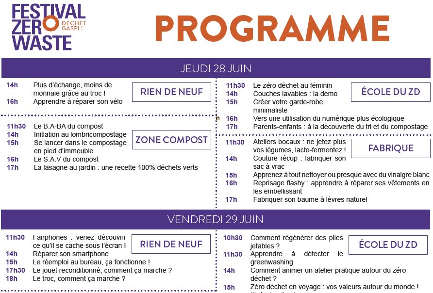 ZeroWasteFR's tweet photo. J-1 avant le #FestivalZeroWaste 🤗 Le plus dur maintenant, ça va être de choisir ! https://t.co/UPAlOUpYwc https://t.co/JMWMk8TB1H