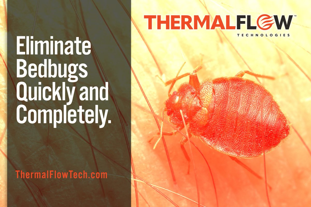 ThermalFlowTech's tweet image. Thermal Flow heat treatments are a fast and easy option to eliminate #bedbugs. This is because the sole method of treatment is increasing the room temperature to above 100˚ F to kill #pests. After the heat treatment is completed, people may enter the space immediately!
