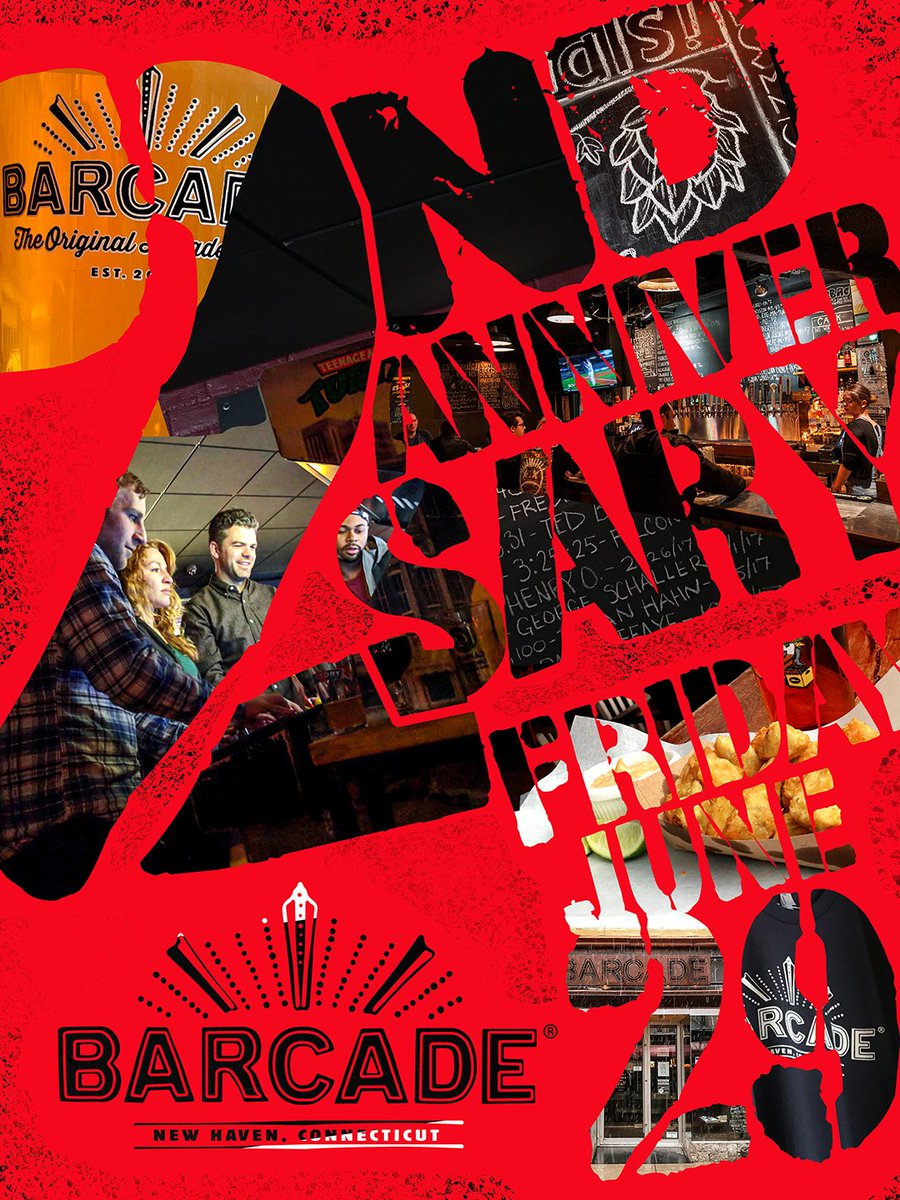 Stop by on FRIDAY for our ➋🎂!

We'll have food specials and rare
 🍻 from:

<a href="/BlackHogBeer/">Black Hog Brewing</a>
<a href="/cascadebrewing/">Cascade Brewing</a>
<a href="/cptlawrencebeer/">Captain Lawrence</a>
<a href="/dogfishbeer/">Dogfish Head Brewery</a>
<a href="/newbelgium/">New Belgium Brewing</a>
<a href="/newhollandbrew/">New Holland Brewing</a>
<a href="/sixpoint/">Sixpoint</a>
<a href="/2RoadsBrewing/">Two Roads Brewing</a>
<a href="/VictoryBeer/">Victory Brewing Co.</a>

See you FRIDAY!

#Barcade #NewHaven

barcadenewhaven.com/events/56/barc…
