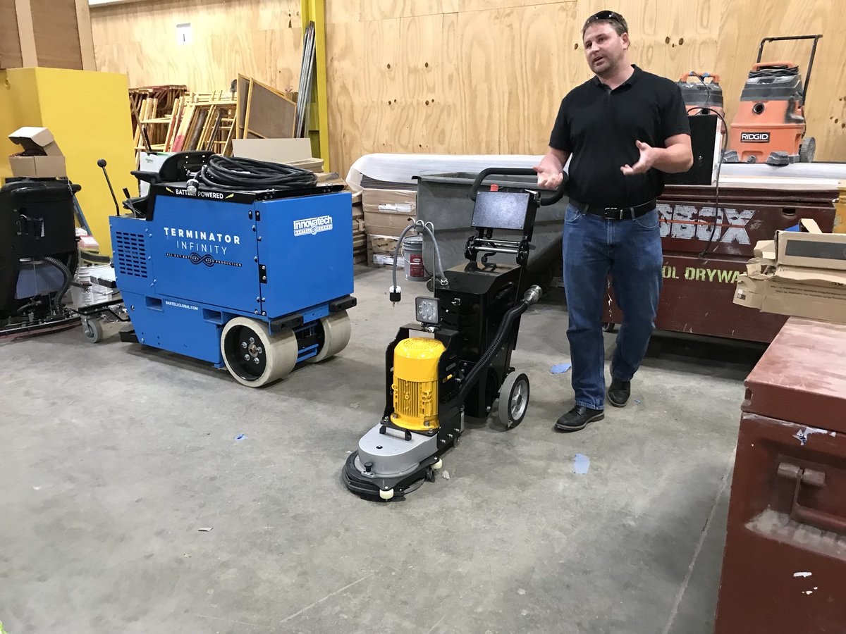 PotomacSurfaces's tweet photo. Showing off our new “Eddie the Edger” and scraping machine!  #polishedconcrete https://t.co/yc48uI6ocS