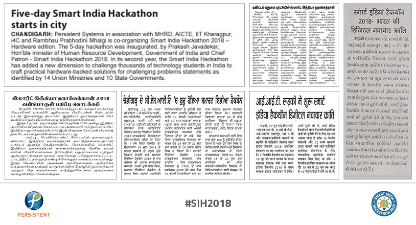 Persistentsys's tweet photo. #SmartIndiaHackathon2018 - #Hardware Edition in the news! @SIH2018 @PrakashJavdekar @HRDMinistry @anandesh @_DigitalIndia #SIH2018 https://t.co/xVCcQMIDZD