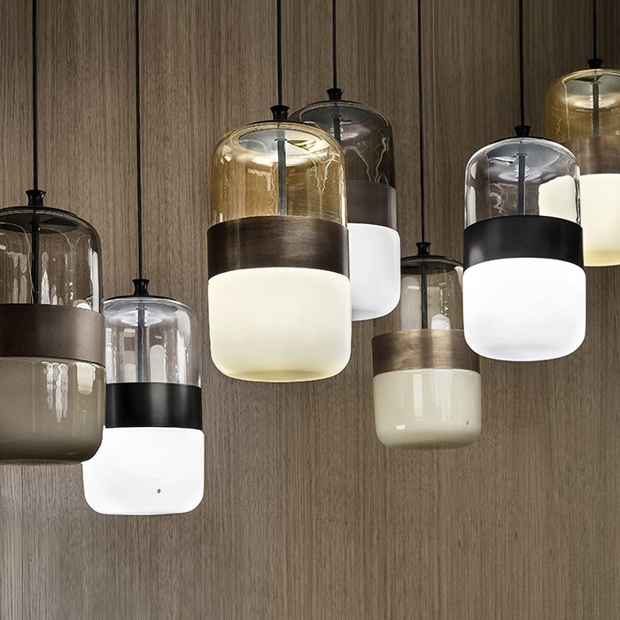 2021london's tweet photo. The #Futura #pendant light, designed by the #HangarDesignGroup, feature a range of pendant #lamps formed from a single piece of glass. It's specially blown to be transparent in the upper section and translucent in the lower part, creating a diffused light >https://t.co/ihIeQUzowL https://t.co/uJN6QqHMAp