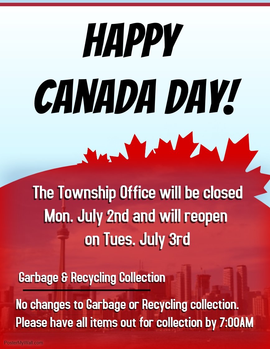 The <a href="/SelwynTownship/">SelwynTownship</a> office will be closed Mon. July 2nd and will reopen Tues. July 3rd at 8:30AM. All three of the <a href="/SelwynLibrary/">Selwyn Library</a> branches and the Smith Landfill will also be closed Mon. July 2nd. There will be no changes to garbage &amp; recycling collection!