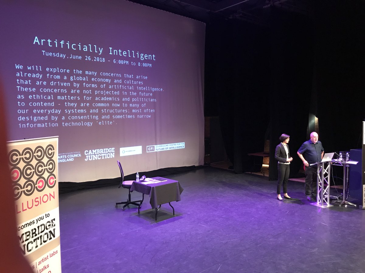 in_collusion's tweet photo. Artificially Intelligent @CambJunction to explore #AIbias welcome @DrDihal @LeverhulmeCFI on intersections on #art & #AI & #ethicalapproach https://t.co/73LQHLJylw