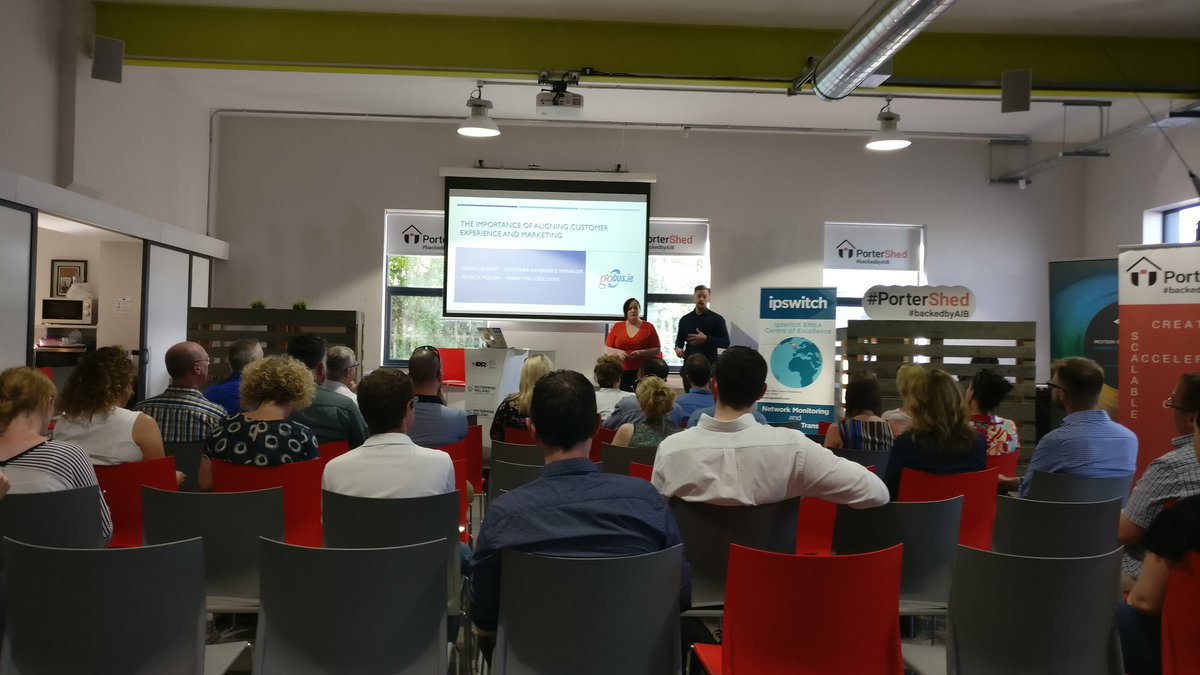 @GoBusGalway is here! First speaker of the evening. The theme for today is Customer Experience (CX). @portershed @GalwayMarketing #galway #OMIG #marketing #galwaymarketing