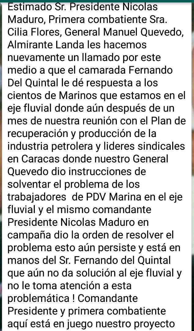 YVzlaTrascendio's tweet photo. Y entonces camarada gral @MQuevedoF quien le pone el cascabel al gato?@NicolasMaduro le gira instrucciones a ud para q d inmediato se atienda y resuelva esto, ud constata en sitio el problema y da ordenes d atenderlo y x lo visto no le paran bolas. Quien manda en @PDVSA entonces? https://t.co/ZKNXWpKlVh