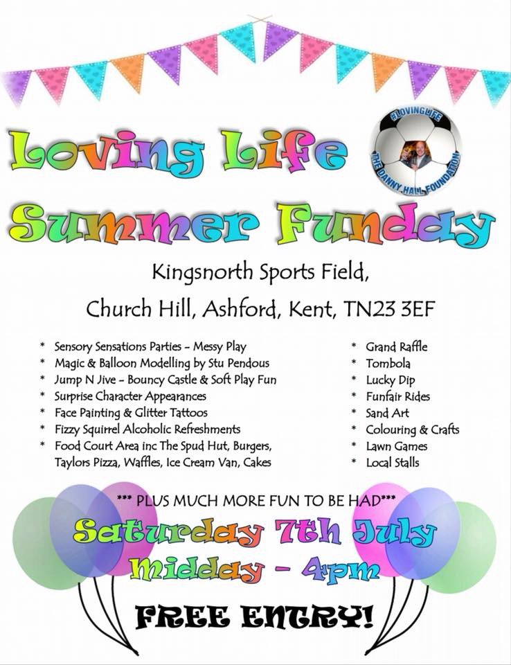 RadioAshford's tweet photo. Tomorrow on @WakeUpWithWebbo Brian from @DannyHallFND will be telling us about the charity ‘Loving Life Summer Funday’ on 7th July in Kingsnorth.

⏰6am  #Ashford #Kent 
📻107.1fm   ➡️https://t.co/2ts7Jxg4YR https://t.co/M5PGPjVQdi