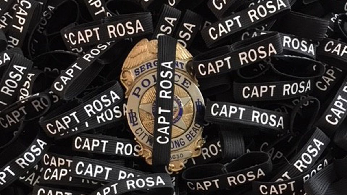 The Irvine Police Explorers – in partnership with Honorbands – hand-crafted mourning bands for Long Beach Fire and Police personnel to wear on their badges in honor of fallen Long Beach Fire Captain David Rosa.  @lbfd <a href="/LBPD/">Long Beach PD (CA)</a> @HONORBANDS_