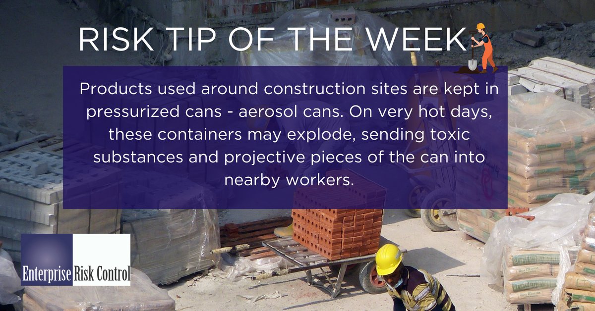 Enterprise_Risk's tweet photo. The ultimate goal of #riskmanagement is to ensure safety, which is why we are introducing #RiskTips with @SigmaFlow. This week, avoid leaving potentially explosive aerosol cans out in the summer heat. https://t.co/Gj3mS9sHZ8