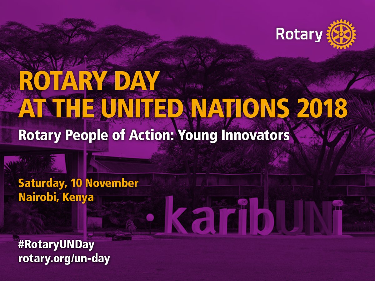 rotaract's tweet photo. Rotary Day at the United Nations is 10 November. This year, we will honor 6 people as "Young Innovators." To find the best candidates we are reaching out to 2018-19 district governors for nominations. Share a recommendation w/ your district governor before the 13 July deadline! https://t.co/ClY5ylmg8Y