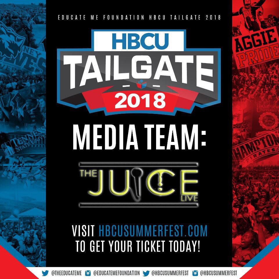 TheJuiceLive_'s tweet photo. The Education Me Foundation Presents: HBCU Tailgate!! Calling all HBCU students and alumni to come join us at Piedmont Park July 14th! It’s going to be LIT! Food trucks, Stroll off, GREAT music and special guests! Sponsored by BET. Get your tickets while you can!#HBCUSummerFest https://t.co/eavoyHCrms