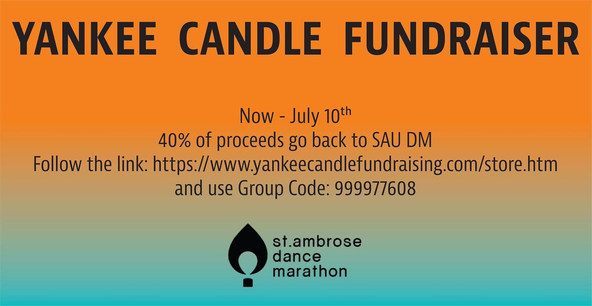 SAU_DM's tweet photo. Don't forget to order Yankee Candles! 40% of the proceeds will go back to SAU DM. Sale ends on July 10th. For more information please contact Whitney Misfeldt, saudm.fundraising@gmail.com. #SAUDM #FTK
https://t.co/DF9G7Sl6ne https://t.co/gPWNHIFxA5