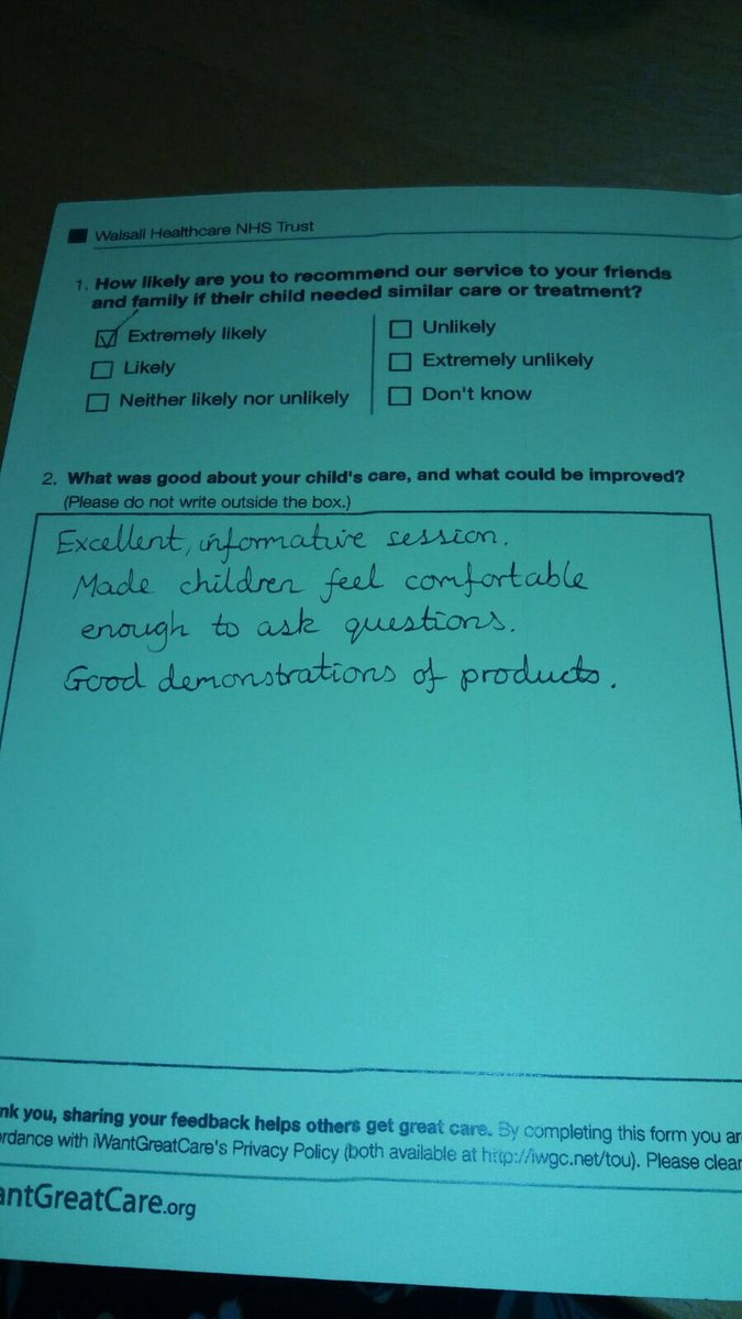 Walsall Schoolnurse On Twitter Fantastic Feedback For Sam And Jo