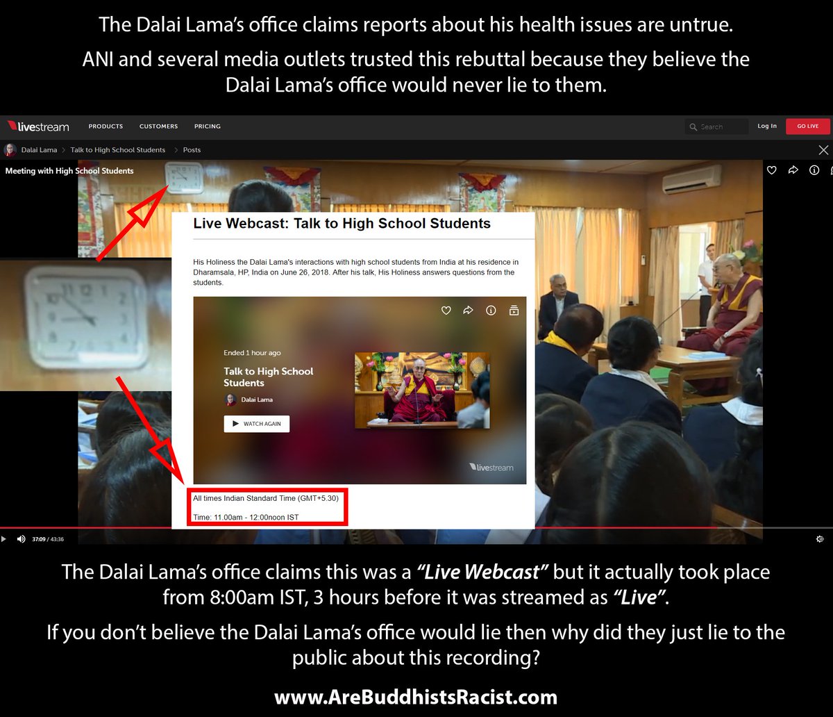 IndyHack's tweet photo. The #DalaiLama has now removed this video from his website and #Livestream after he was caught lying to the public and faking a 'Live' event.

Come on @Drlobsangsangay you're making it too easy to show the world the Dalai Lama is lying!! https://t.co/SzyyyaZKGP