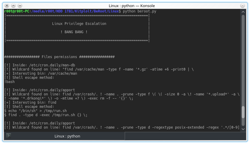 Dr2moke's tweet photo. RT KitPloit "BeRoot For Linux - Privilege Escalation Project https://t.co/fdXCwBjQBd #BeRoot #Exploitation #Linux #PostExploitation #PrivilegeEscalation https://t.co/nvX4e89nx3"