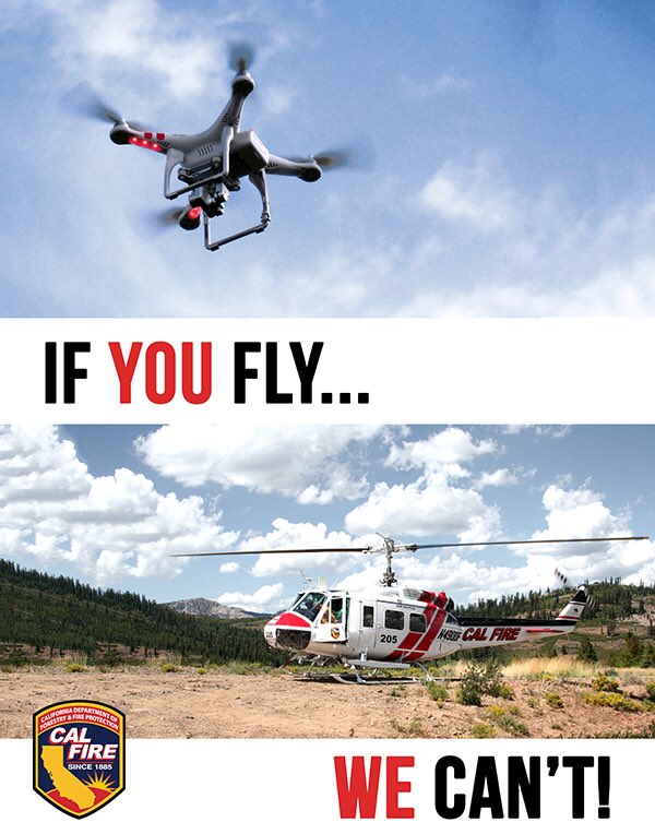 2/2 #ProspectFire - The unauthorized intrusion of our airspace by drone pilots is a danger to responders and the public in the area of the fire and will be prosecuted.
#IfYouFlyWeCant