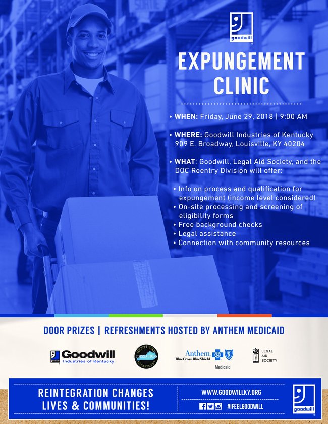 KYCleanSlate's tweet image. Louisville Expungemnet Event: Friday June 29 at 9am!