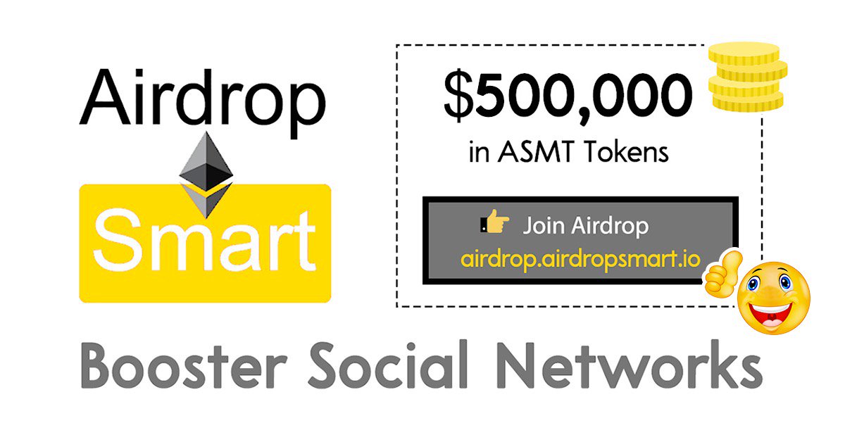 air_droopy's tweet photo. 🍀#Airdropsmart_io #airdrop #477 - Get $ASMT 27/06/2018

 🌹Type: Bounty
 🌹Booster Social Networks
 🌹Get ASMT💰💰
 🌹Airdrop link: https://t.co/a5G2StjmGC https://t.co/o9PGzzY4c8