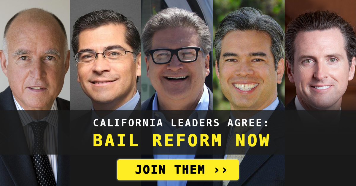 BailReformCA's tweet photo. From @JerryBrownGov, Lt. Gov. @GavinNewsom, and Attorney General @AGBecerra, to State Senator @HertzieLA and Assembly Member @RobBonta, leaders all across the state are standing up to make 2018 the year of #BailReform in California. #EndMoneyBail https://t.co/0wF1GKEOzu
